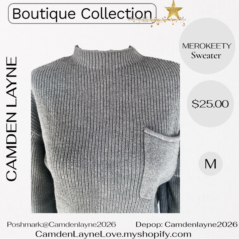Merokeety Gray Women's Turtleneck Sweater - Picture 6 of 11